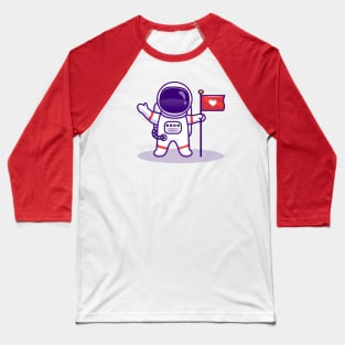 Astronaut Landing On Moon Holding Flag Baseball T-Shirt